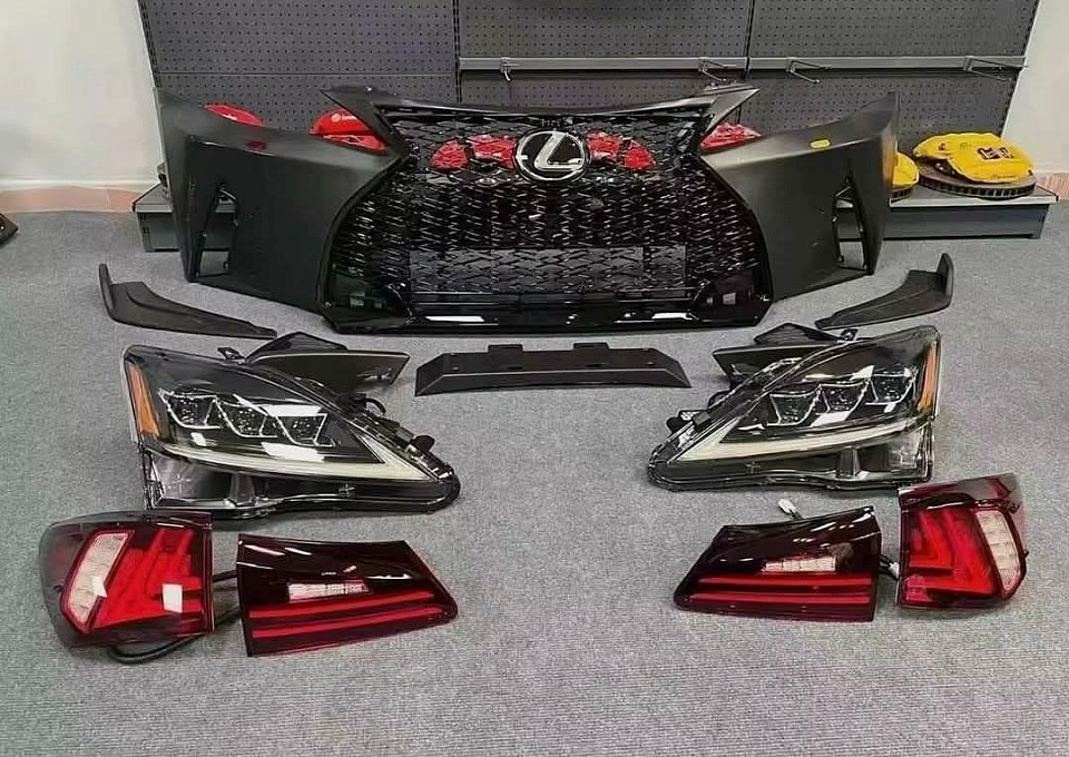 Lexus ISF Full Conversion Kit – Complete set with OEM-style front bumper & spindle grille, LED headlights, tail lights, and all trim pieces. Designed for a direct fit, giving your ISF an aggressive factory upgrade.”